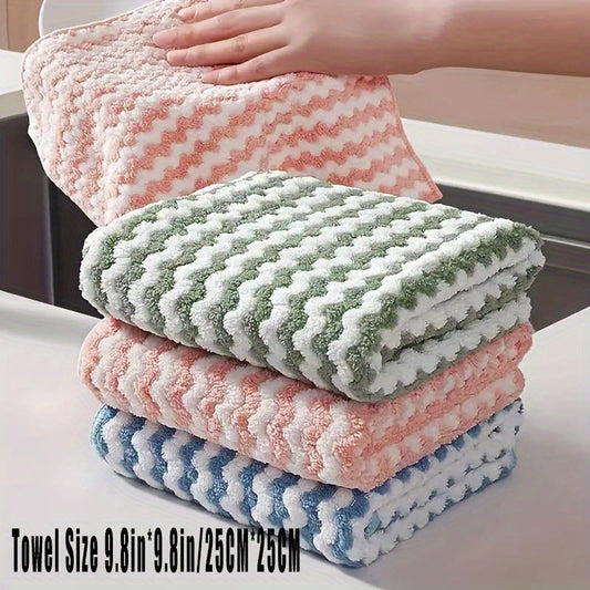 5pcs Kitchen Dish Cloths Soft Absorbent Towels Coral Fleece Microfiber