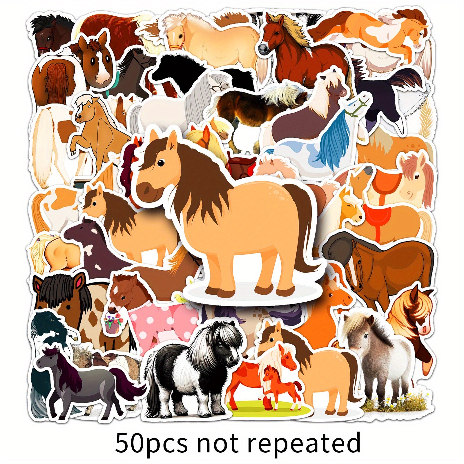 50pcs Animal Sticker Pack Reusable Vinyl Decals for Laptops Phones