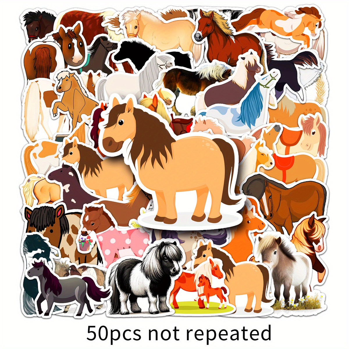 50pcs Animal Sticker Pack Reusable Vinyl Decals for Laptops Phones