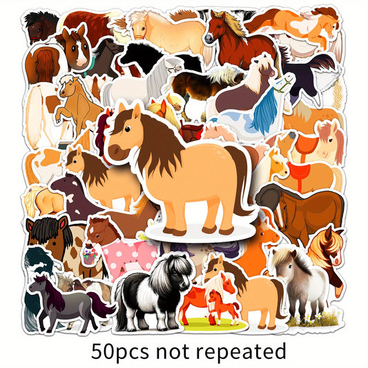 50pcs Animal Sticker Pack Reusable Vinyl Decals for Laptops Phones
