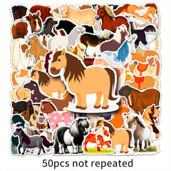 50pcs Animal Sticker Pack Reusable Vinyl Decals for Laptops Phones