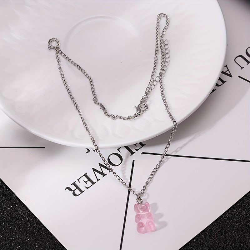 Candy Bear Chain Pendant Necklace For Women Girls Animal Jewelry