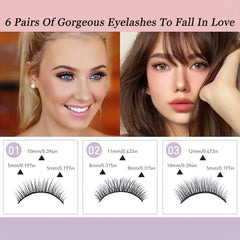 6 Pairs Eyelashes & Eyeliner Kit 3D Natural Look Lashes Easy Wear Waterproof