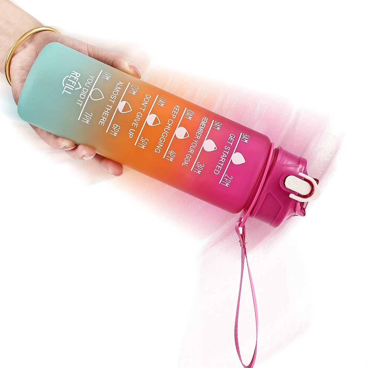 Gradient Leakproof Water Bottle with Time Marker 300ml 750ml 10-36oz