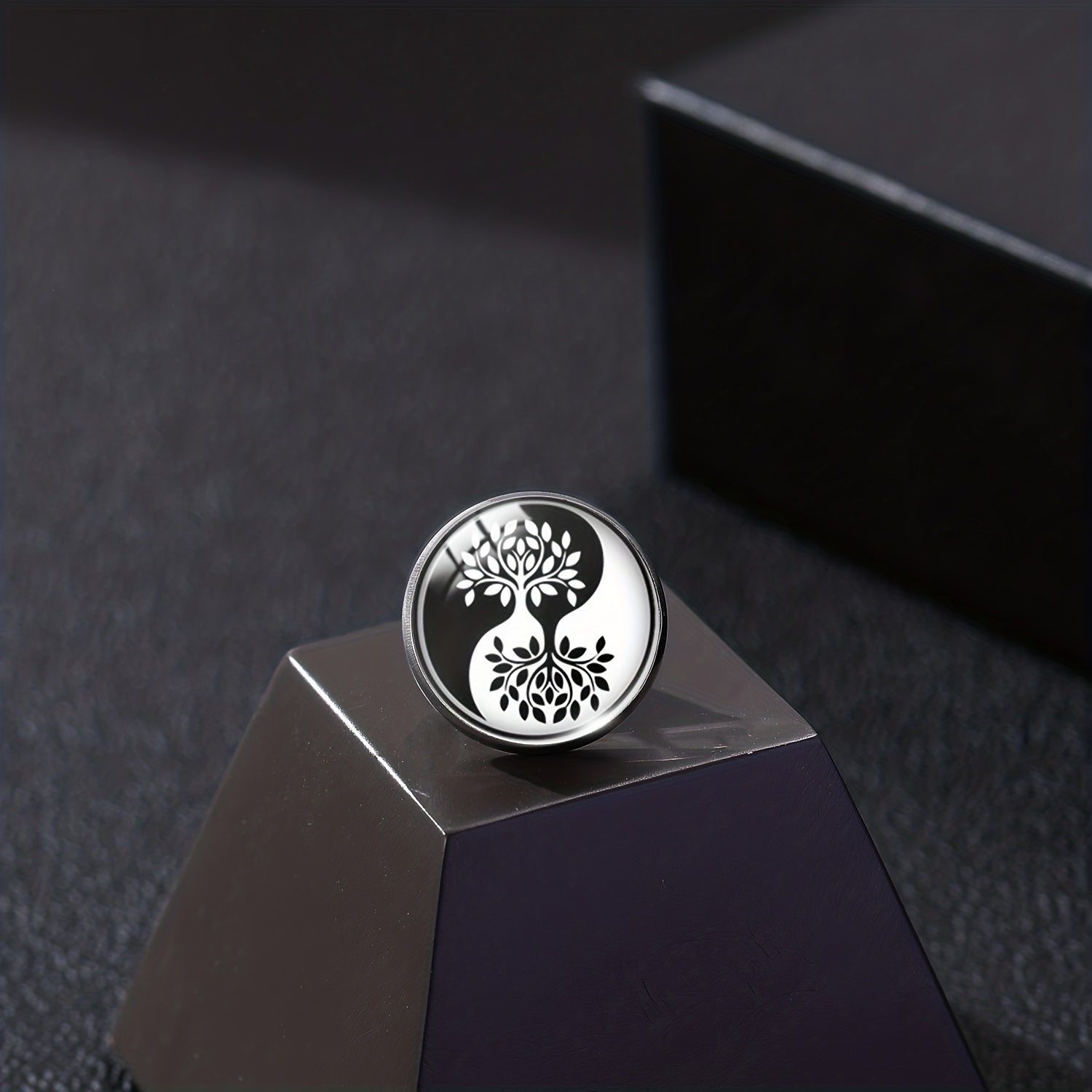 Yin Yang Tree Of Life Collar Pin Retro Tree Yin Yang Eight Flowers