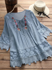  Floral Appliques Guipure Lace Top