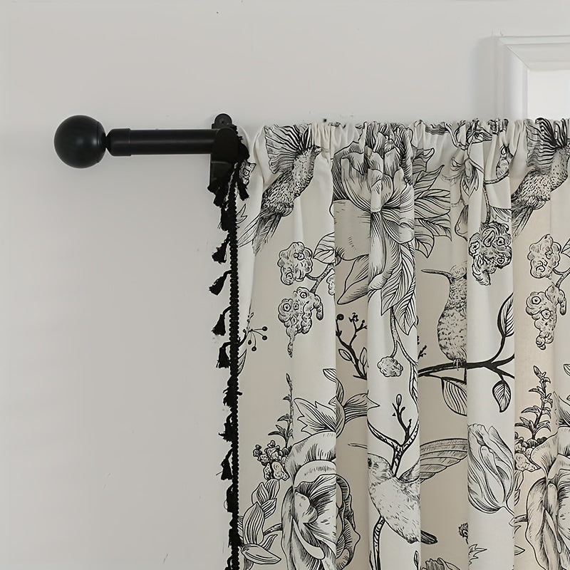 French Retro Bird Curtain Semi-shading Rod Pocket Curtains