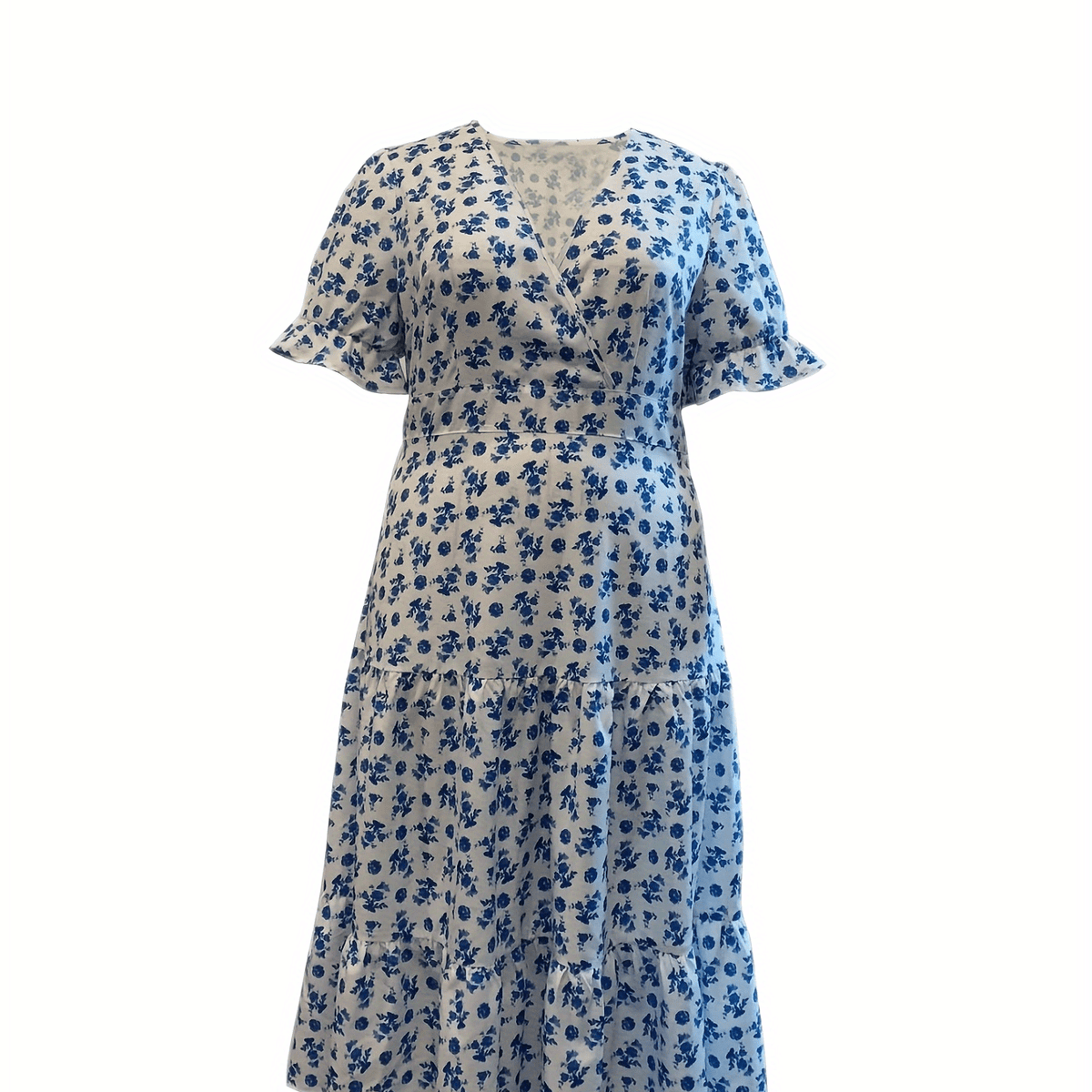  Floral Print Puff Sleeve Maxi Dress