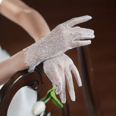 Classic Lace Gloves Floral Hollow Out Bridal Wedding Gloves