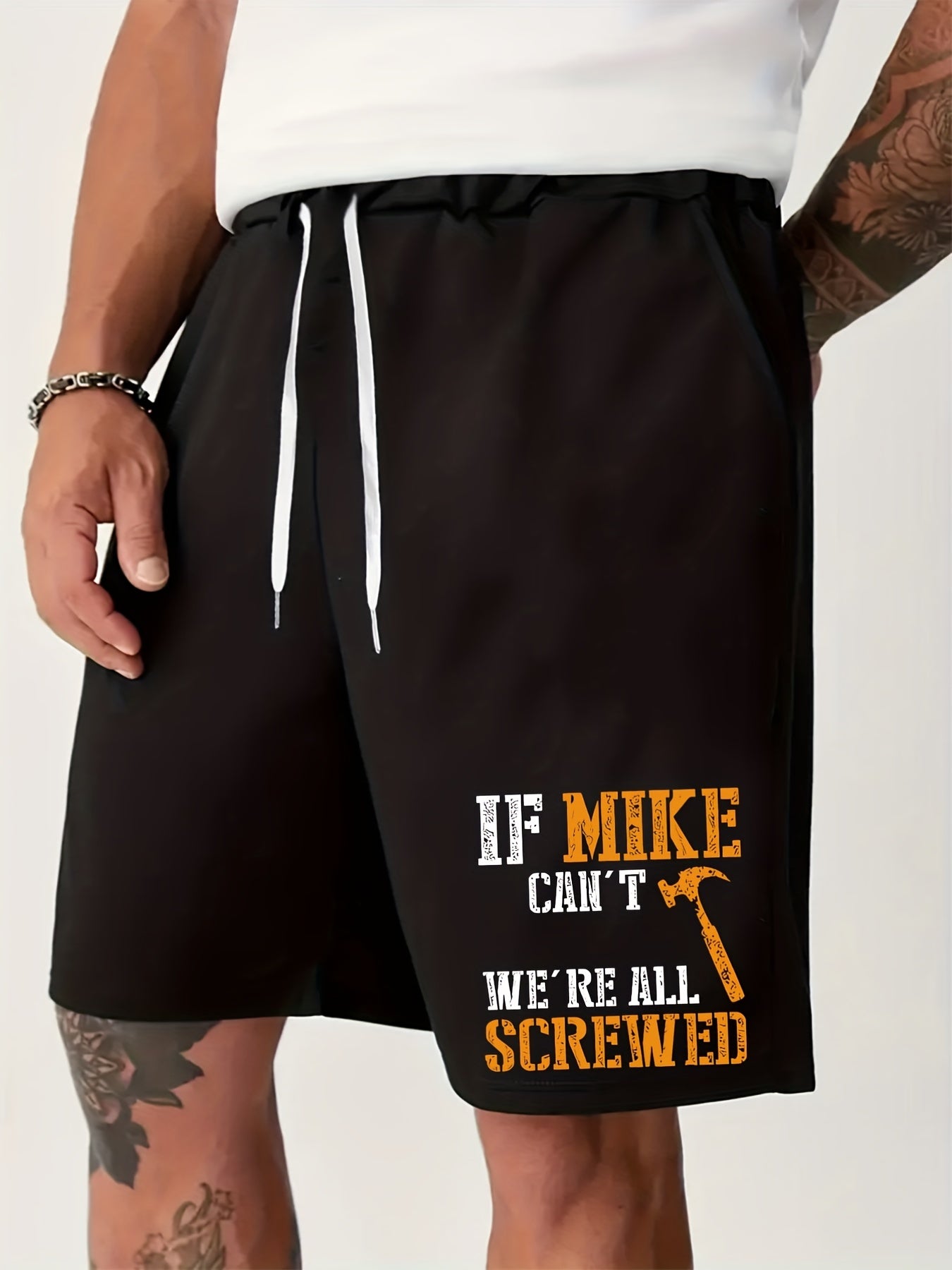 Men's Grumpy Old Man Print Drawstring Shorts