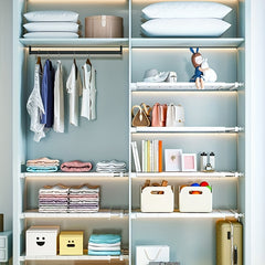 Retractable Wardrobe Storage Divider with Layered Compartments