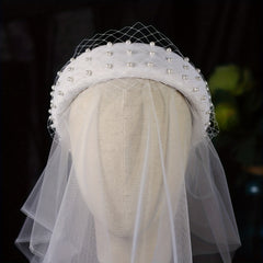 Wide Headband Mesh Inlaid Pearl Hair Accessory