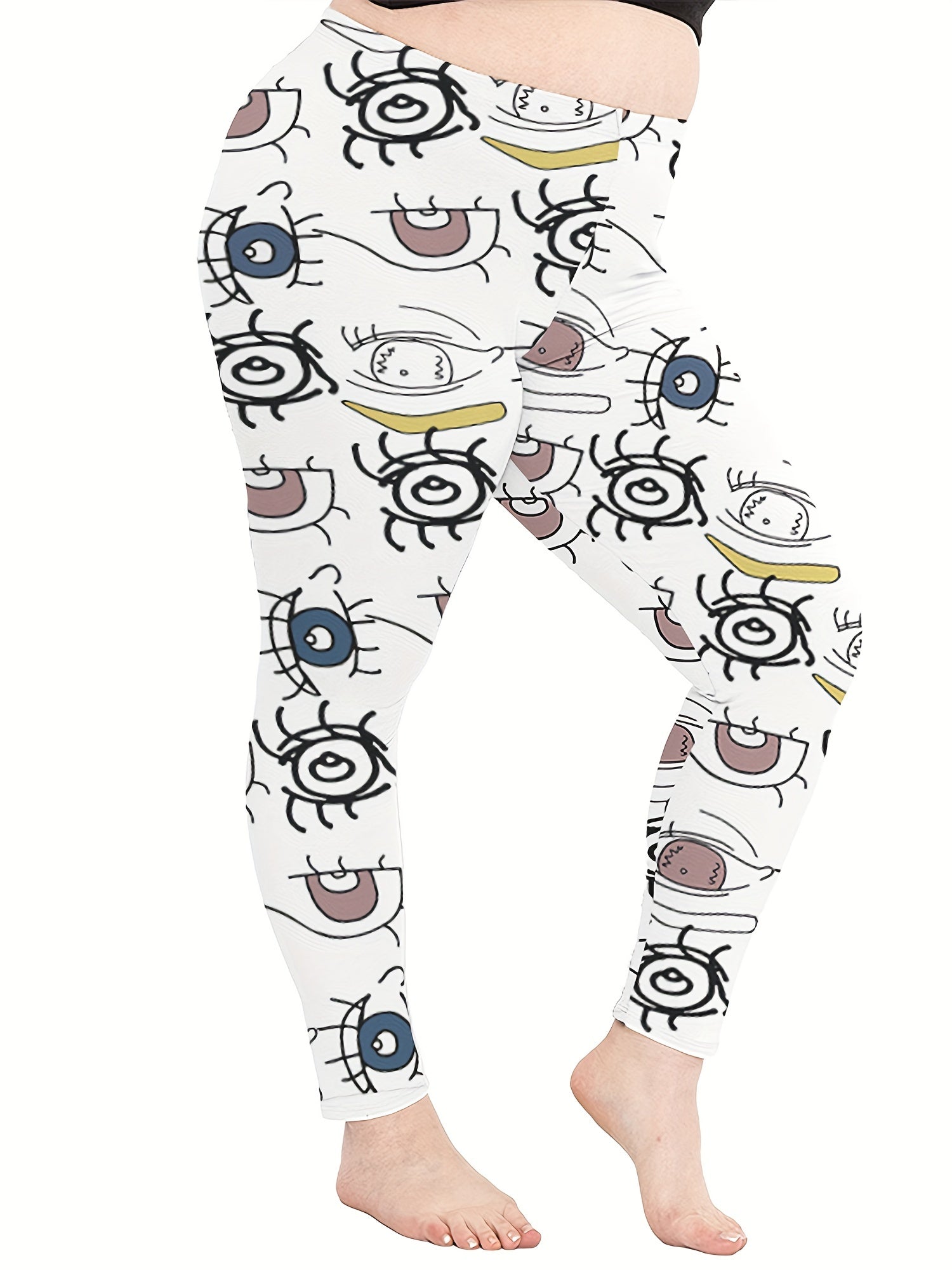  Women's Funny Eyes Print Yoga Leggings