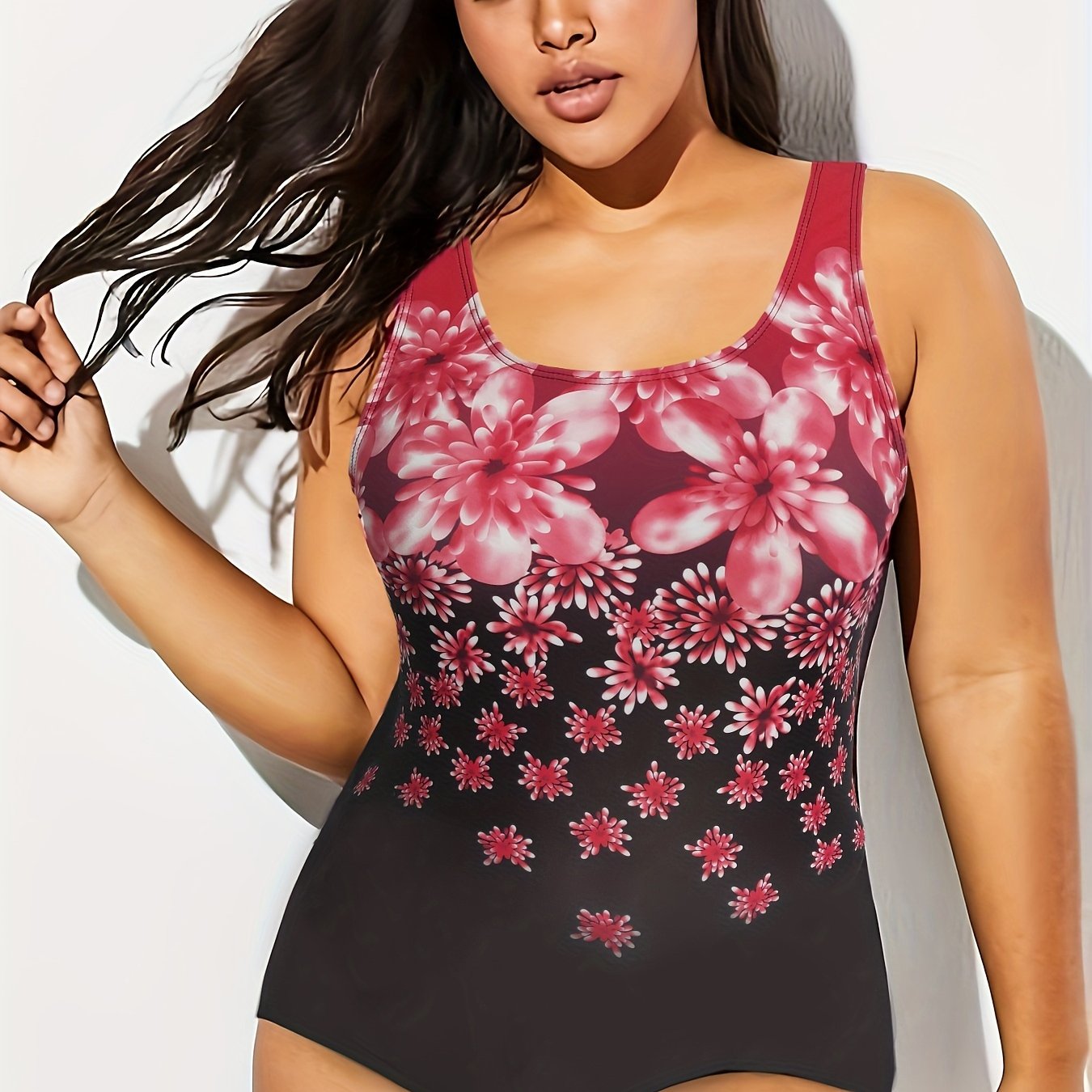  Modest Swimsuit Women's Plus Ombre Floral Print One Piece