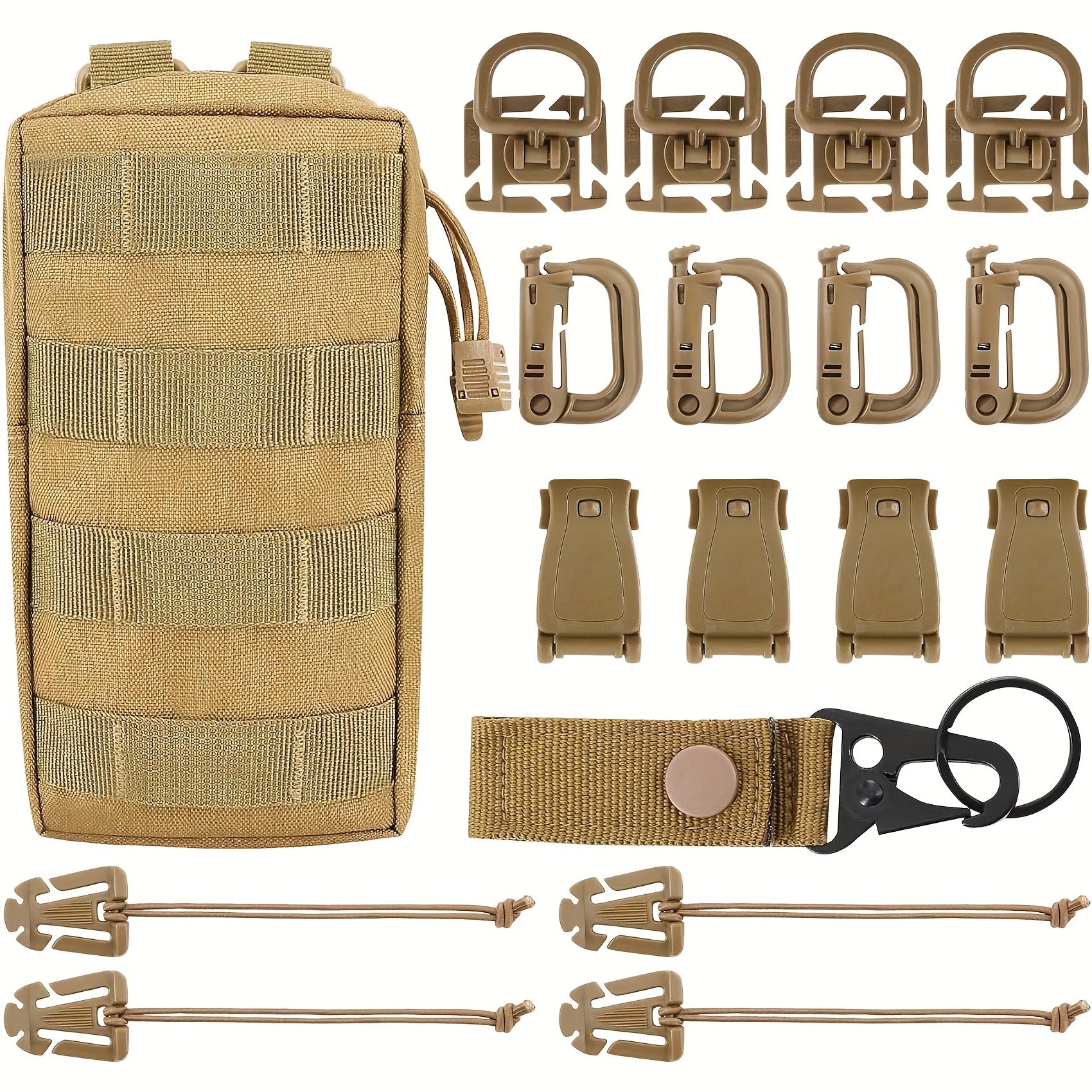 18pcs MOLLE Webbing Accessories Carabiner With Storage Bag