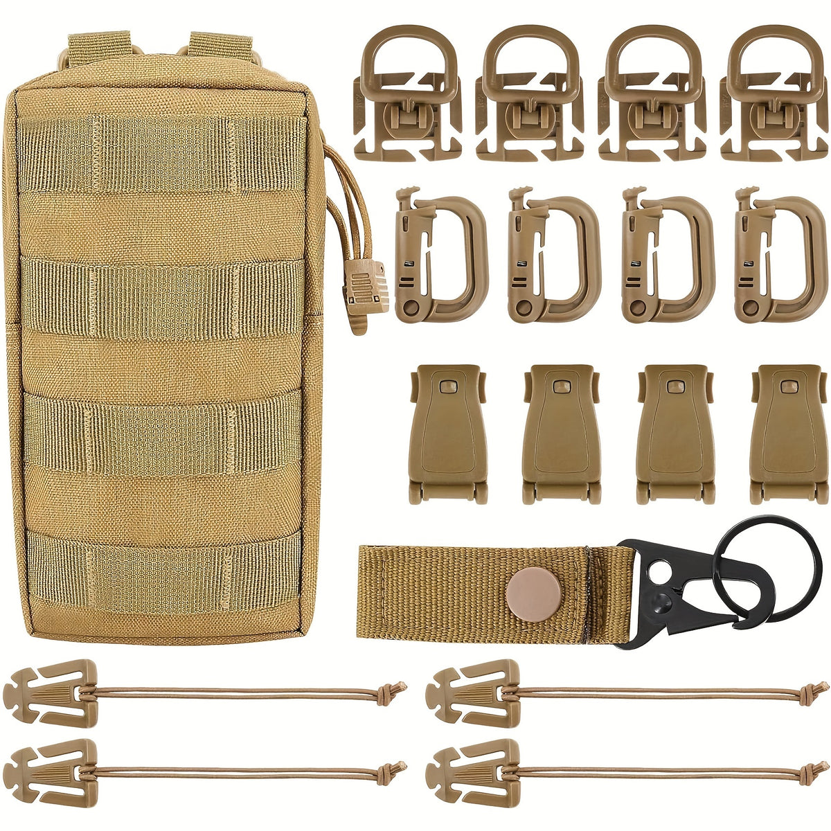 18pcs MOLLE Webbing Accessories Carabiner With Storage Bag