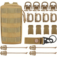 18pcs MOLLE Webbing Accessories Carabiner With Storage Bag