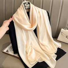 Solid Silk Scarf Shawl Wrap Casual Head Wrap For Travel