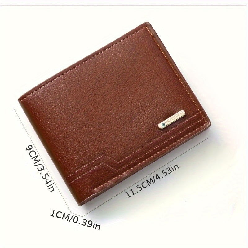 Men's Short Money Clip Wallet Lychee Pattern Soft Clip