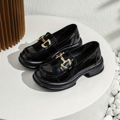 Women's Chain Decor Loafers Slip On Platform Shoes