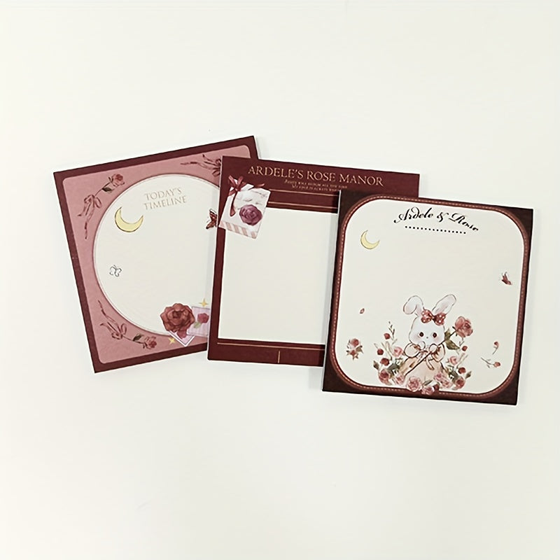 1pc 90 Sheets Rabbit Sticky Notes Pink Series Message Note Stickers