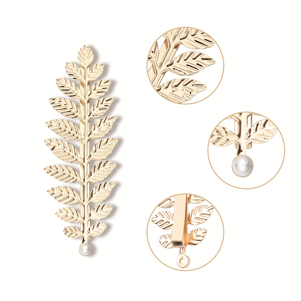 2 Pcs Golden Leaf Hair Clips for Greek Goddess Costumes