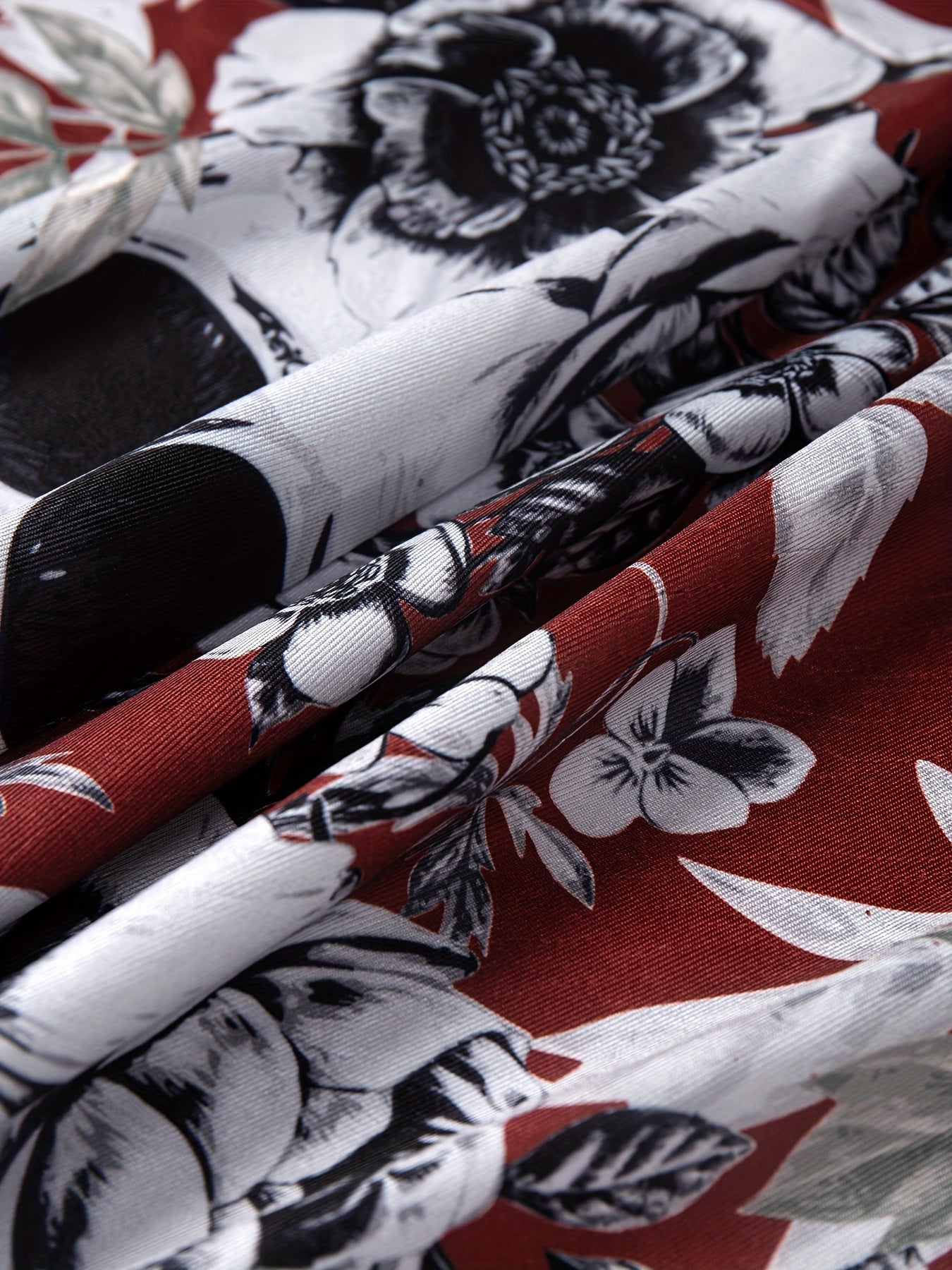 Vintage Skull & Flower Print Jumpsuit Women's Clothing
