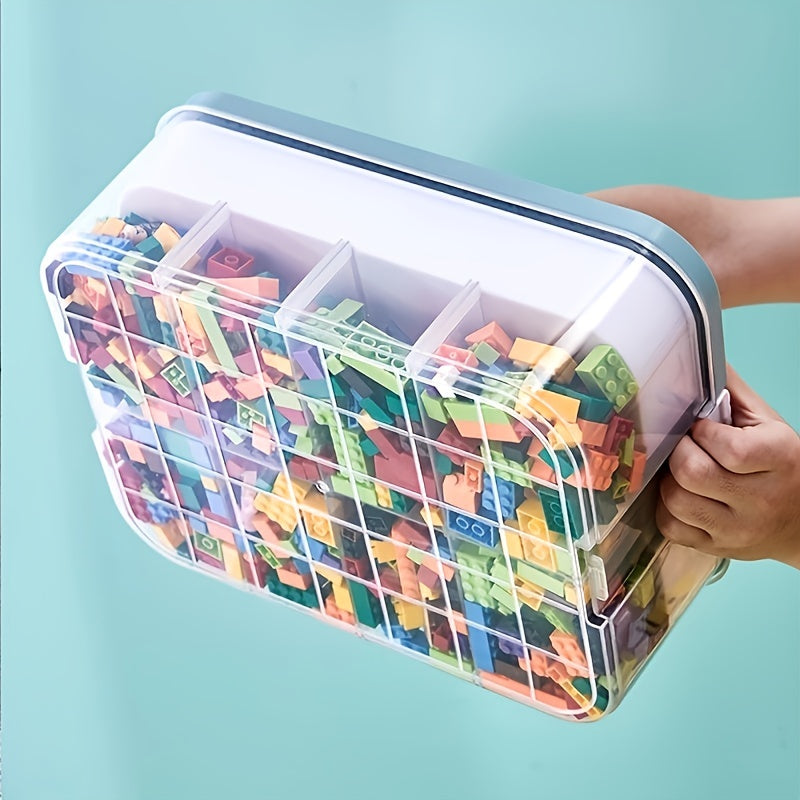 Stackable Building Blocks Storage Box with Carrying Handle and Baseplate Lid