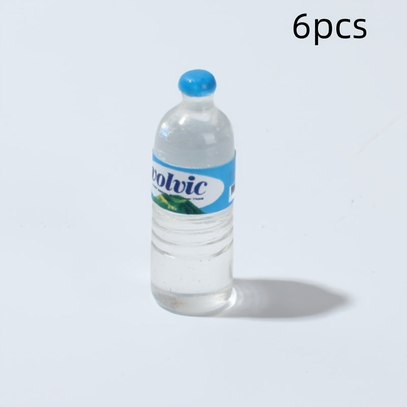 6pcs Plastic Water Bottles 1:12 Scale Dollhouse & Kitchen Decor