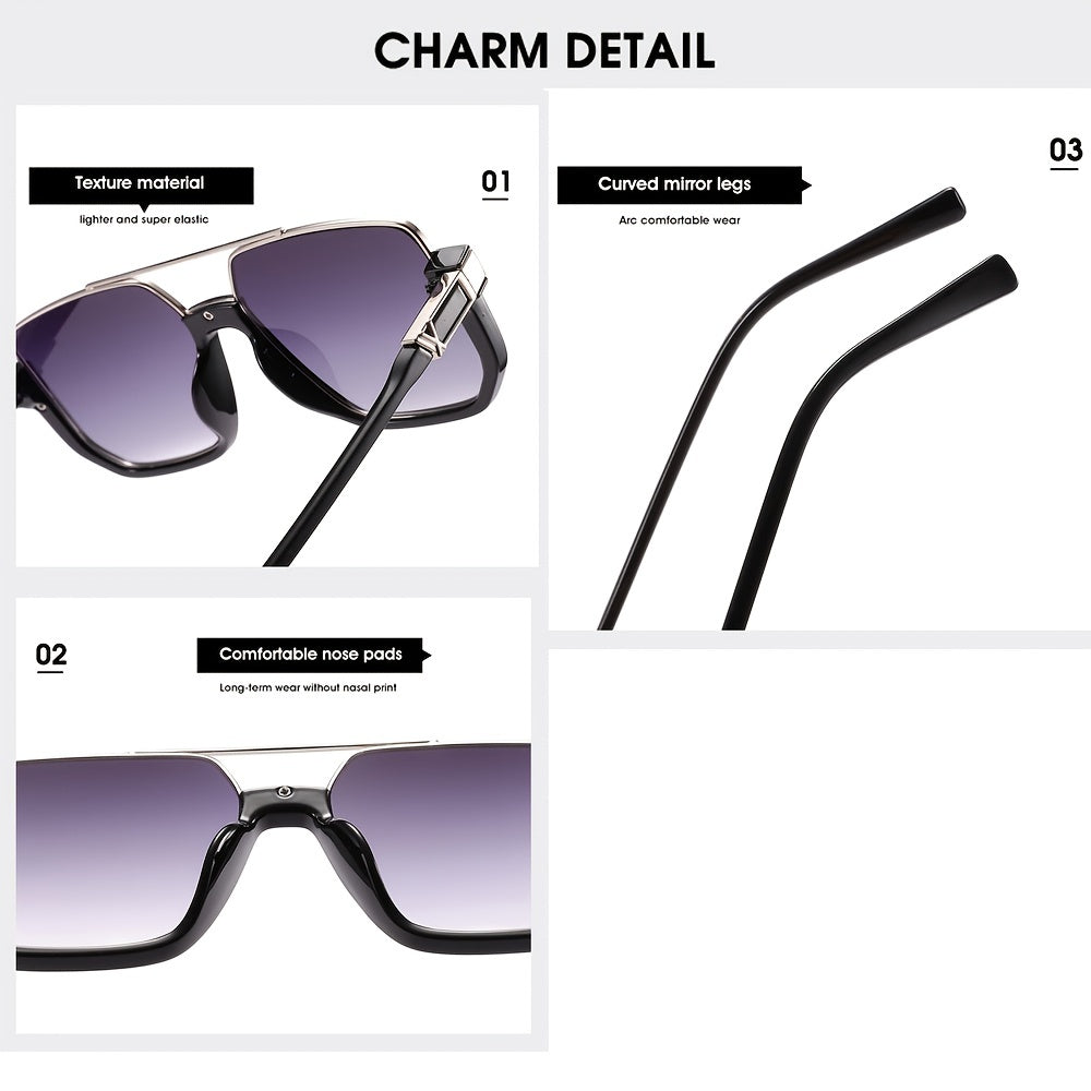Large Frame Sunglasses Metal PC Modern Multilateral for Sports Driving