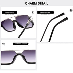 Large Frame Sunglasses Metal PC Modern Multilateral for Sports Driving