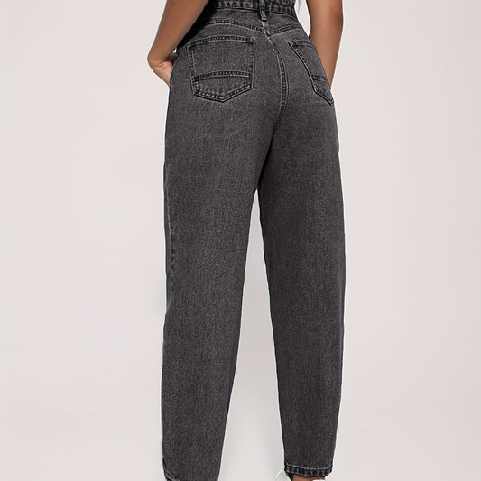 Grey Straight Jeans Loose Fit Casual Denim Pants Women's Clothing