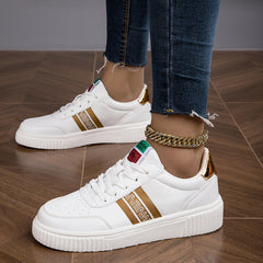Women's Letter Graphic Lace-up Low Skate Shoes Comfy Outdoor Flats