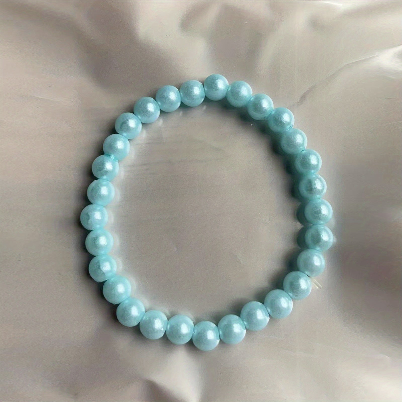 Colorful Simulated Pearl Beaded Bracelet String with Niche Jewelry Gift