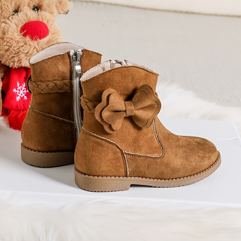 Casual Bowknot Boots with Zipper for Girls Non Slip Boots