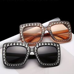 Square Rhinestone Sunglasses UV400 for Summer Beach Party