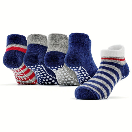 5 Pairs Baby Boys Striped Non Slip Socks for Kids