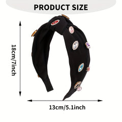 Rhinestone Decor Wide Head Hoop - Cross Knotted Headband