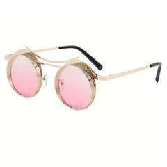 Steampunk Round Metal Sunglasses Mesh UV400 Shades Costume Party Club