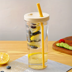 Transparent Water Bottle with Straw for Outdoor Sports and Camping
