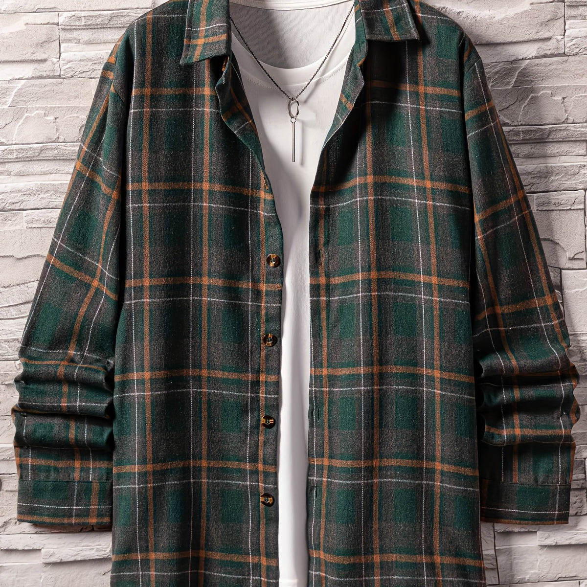 Men's Plaid Button Up Long Sleeve Shirt