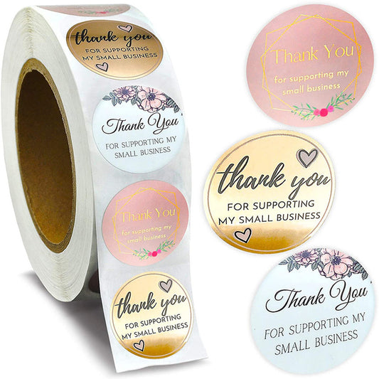 500pcs Thank You Happy Birthday Stickers Heart Sticker Labels Sealing Stickers