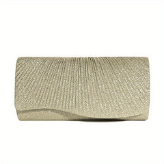 Glitter Ruched Evening Bag Flap Banquet Clutch Purse Women's Bling Handbags