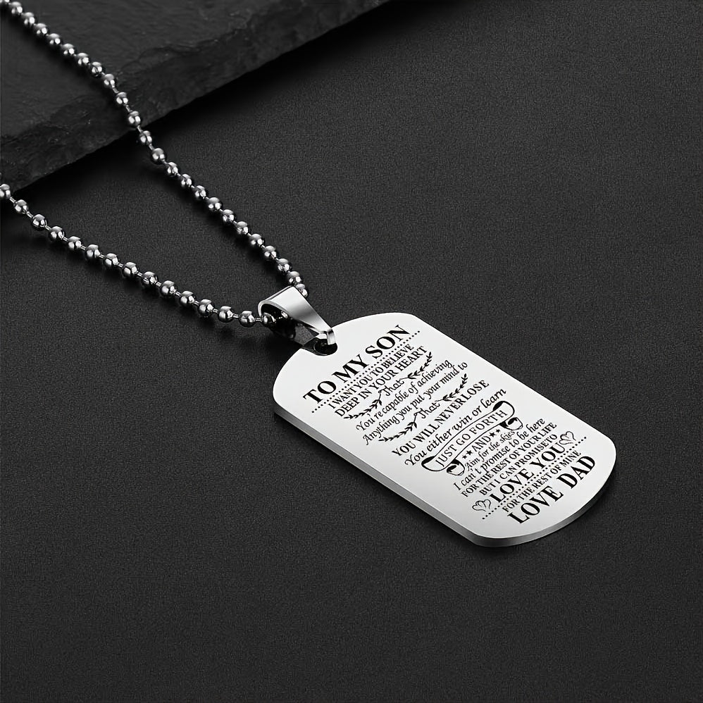 Stainless Steel Slogan Necklace Keychain Graduation Gift from Mom and Dad