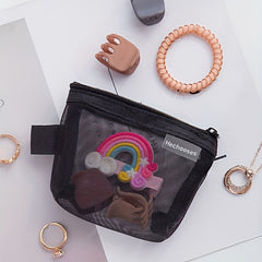 Portable Mesh Storage Bag Zipper Pouch Toiletry Bag Cosmetic Bag