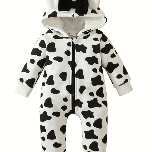 Baby Bowknot Hooded Sweatshirt Romper Zipper Outwear Christmas Gift