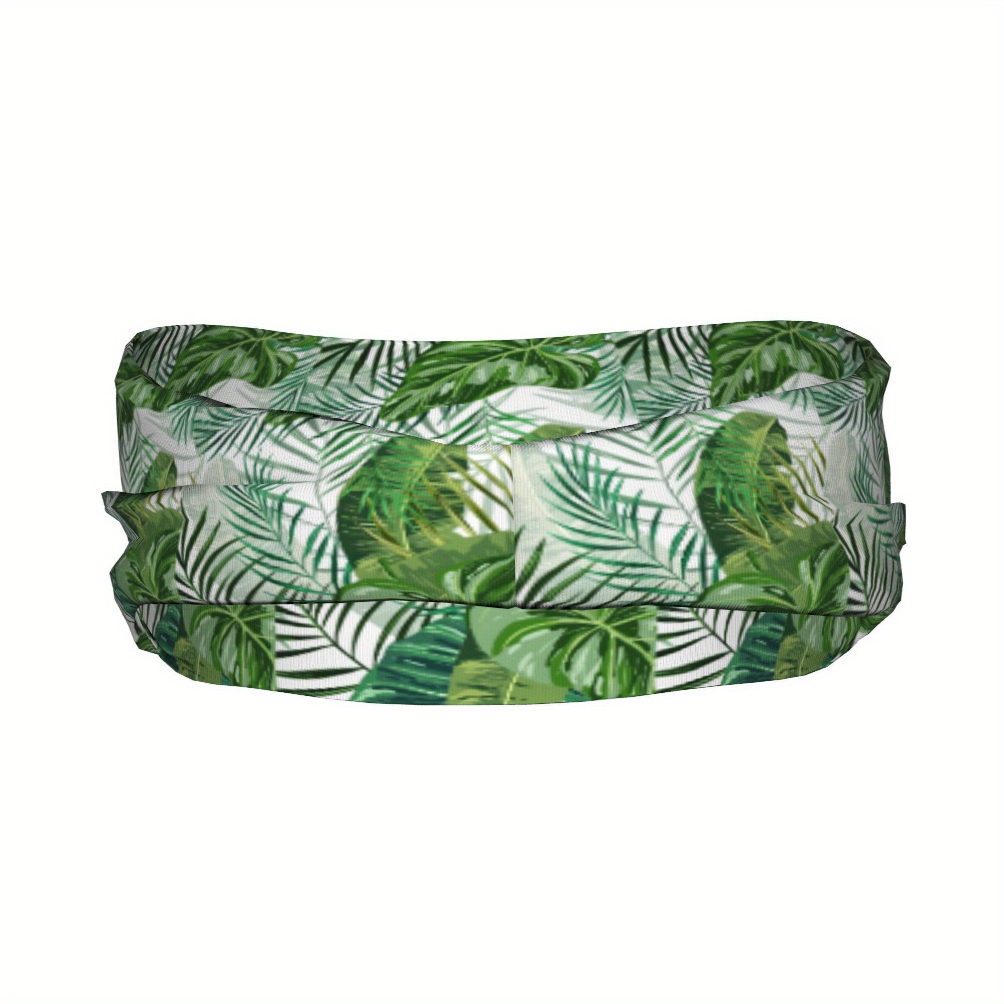 Tropical Leaf Sports Headband Sweat Wicking Stretchy Polyester Green