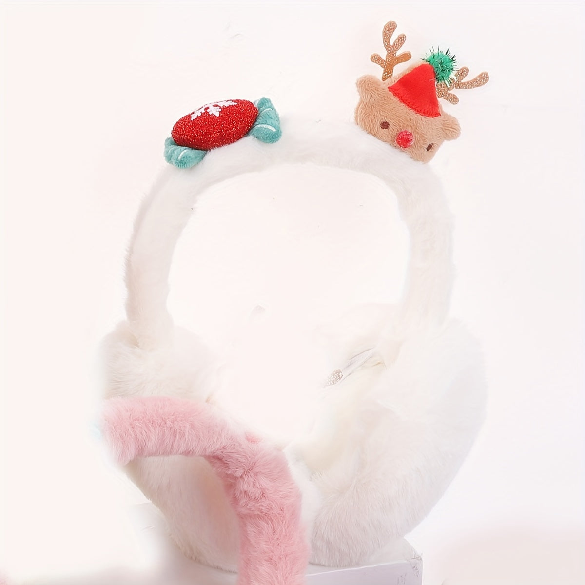 Christmas Bear Plush Earmuffs Polyester Knitted Animal Theme