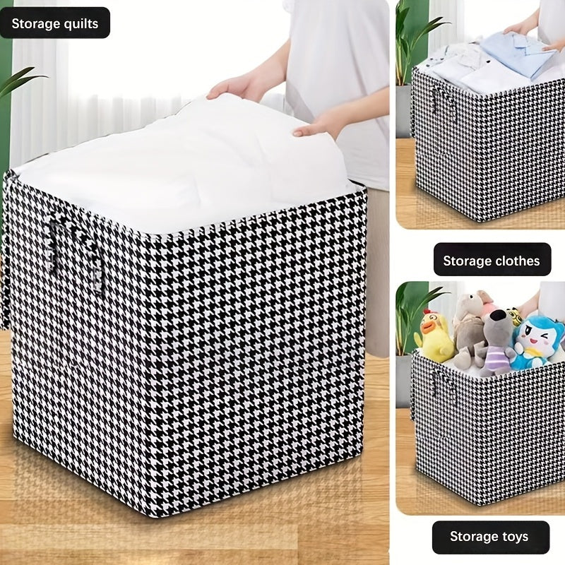 Large Capacity Dustproof Houndstooth Storage Bag with Blanket & Handles