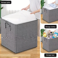 Large Capacity Dustproof Houndstooth Storage Bag with Blanket & Handles